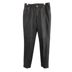 Vintage 90s Genuine Leather Black Pants High Rise Straight Leg Womens 10 Petite